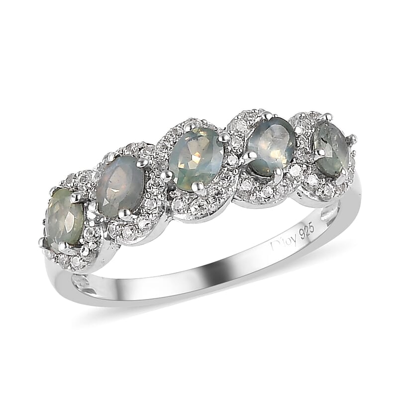 Narsipatnam Alexandrite and White Zircon Ring in Platinum Over Sterling Silver (Size 10.0) 1.65 ctw