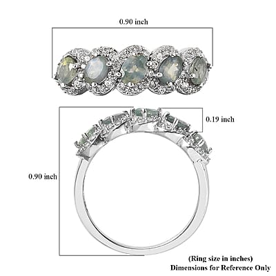 Narsipatnam Alexandrite and White Zircon Ring in Platinum Over Sterling Silver (Size 10.0) 1.65 ctw