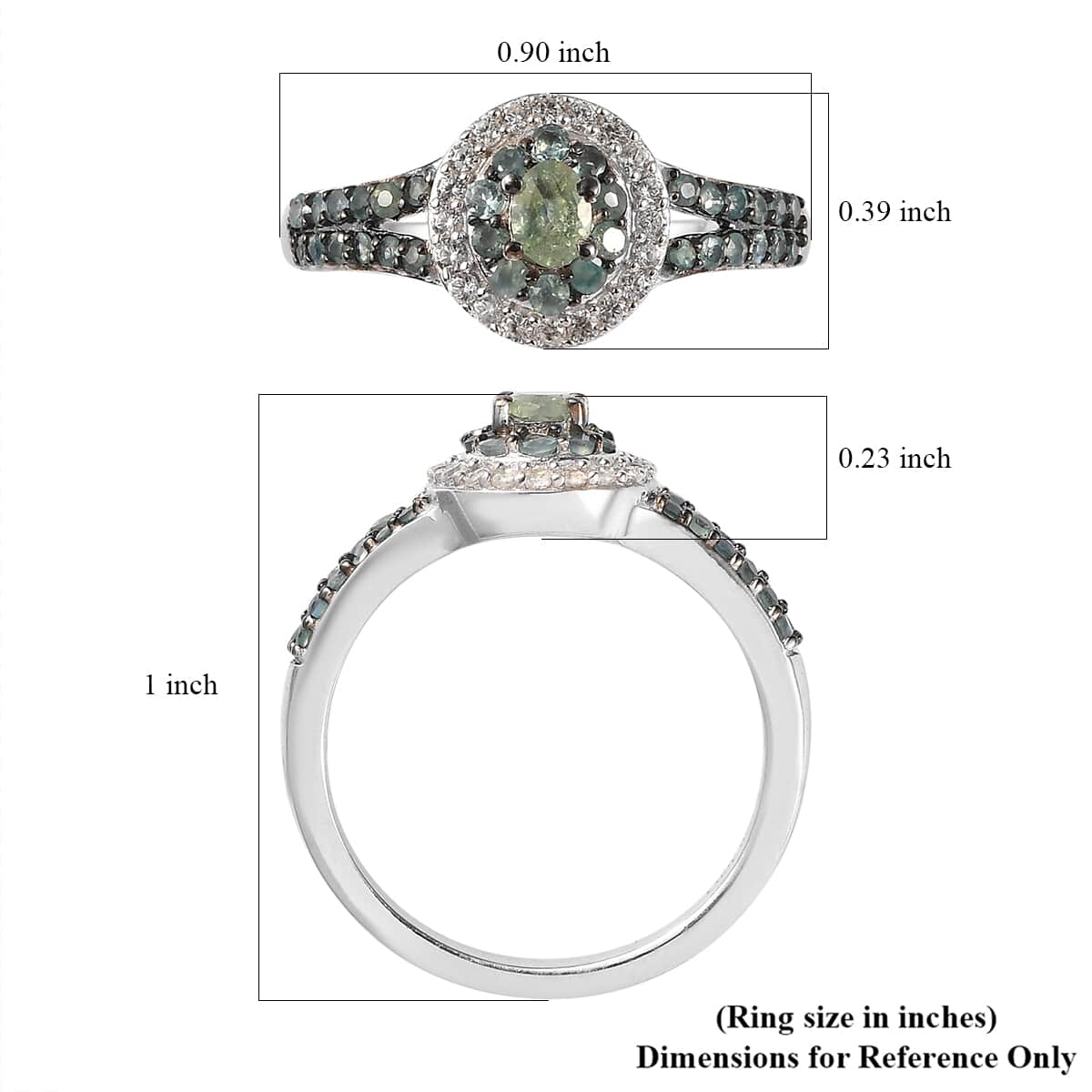 Narsipatnam Alexandrite and Natural White Zircon Double Halo Ring in Platinum Over Sterling Silver 1.00 ctw (Delivery in 5-7 Business Days) image number 5