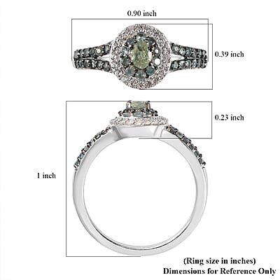 Narsipatnam Alexandrite and White Zircon Double Halo Ring in Platinum Over Sterling Silver (Size 10.0) 1.00 ctw