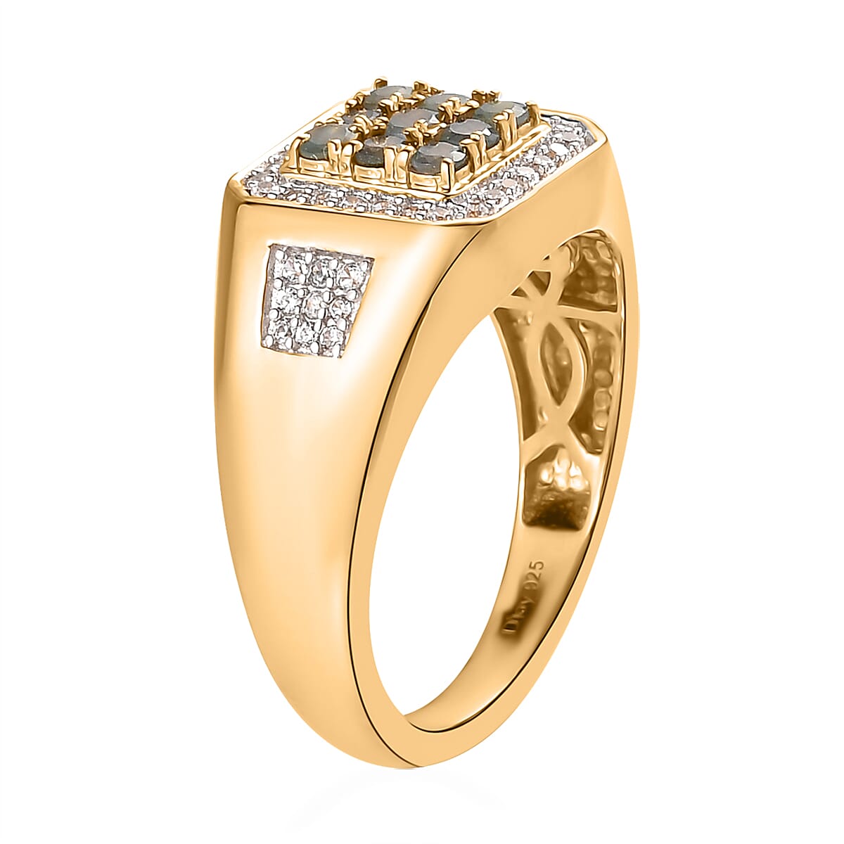 Narsipatnam Alexandrite and Natural White Zircon Men's Ring in Vermeil Yellow Gold Over Sterling Silver 1.35 ctw (Delivery in 3-5 Business Days) image number 3