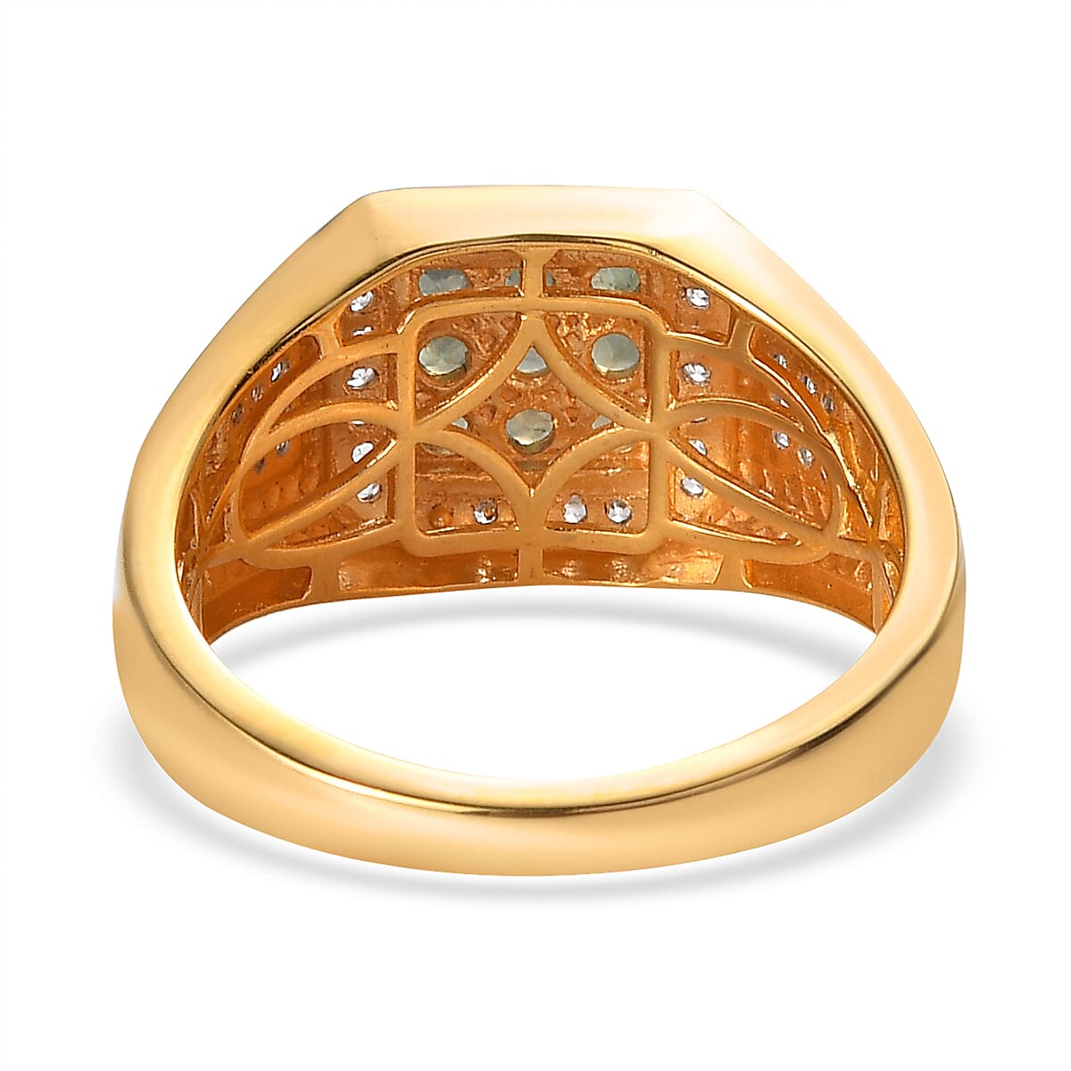 Narsipatnam Alexandrite and Natural White Zircon Men's Ring in Vermeil Yellow Gold Over Sterling Silver 1.35 ctw (Delivery in 3-5 Business Days) image number 4