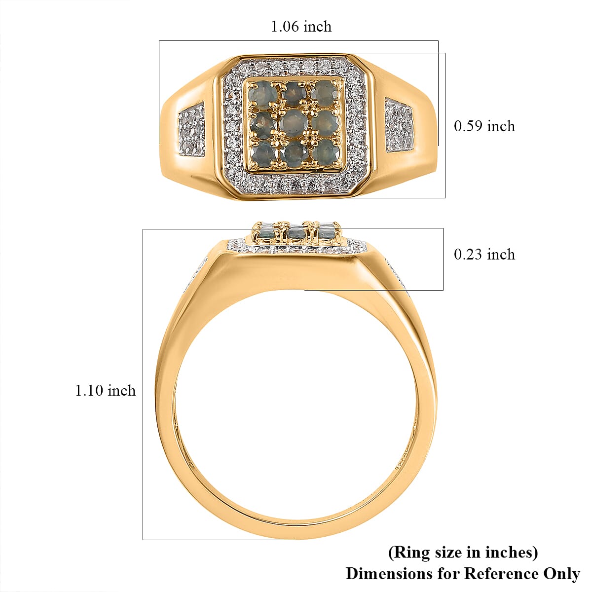 Narsipatnam Alexandrite and Natural White Zircon Men's Ring in Vermeil Yellow Gold Over Sterling Silver 1.35 ctw (Delivery in 3-5 Business Days) image number 5