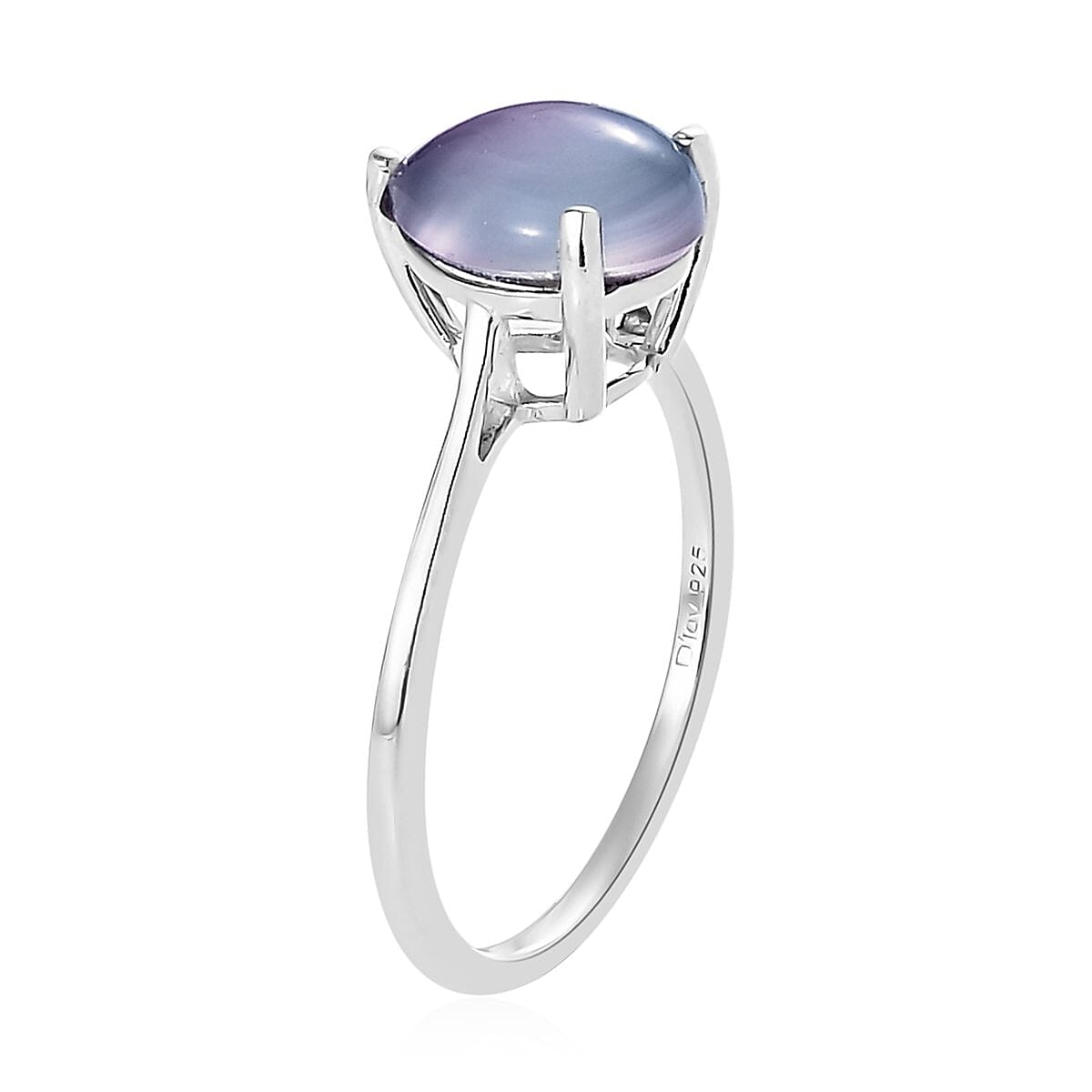 Aurora Moonstone (D) Solitaire Ring in Platinum Over Sterling Silver (Size 10.0) 2.25 ctw