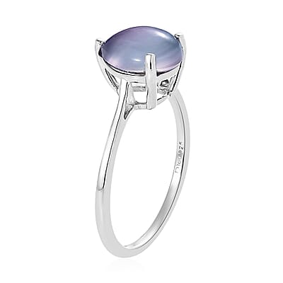 Aurora Moonstone (D) Solitaire Ring in Platinum Over Sterling Silver (Size 10.0) 2.25 ctw