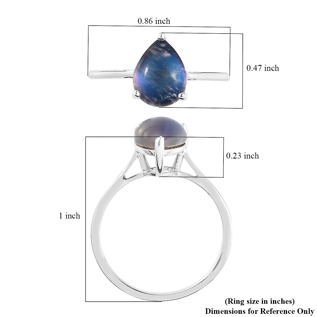 Aurora Moonstone (D) Solitaire Ring in Platinum Over Sterling Silver (Size 10.0) 2.25 ctw