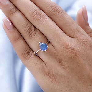 Aurora Moonstone (D) Solitaire Ring in Platinum Over Sterling Silver (Size 9.0) 2.25 ctw