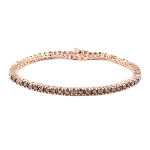 Rose Cut Natural Champagne Diamond Tennis Bracelet in Vermeil Rose Gold Over Sterling Silver, Diamond Line Bracelet, Diamond Birthday Anniversary Gift (6.50 In) 5.35 ctw