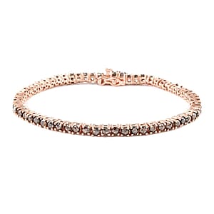 Rose Cut Natural Champagne Diamond Tennis Bracelet in Vermeil Rose Gold Over Sterling Silver (8.00 In) 6.50 ctw