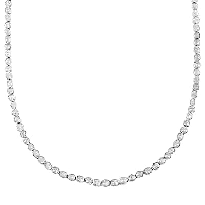 Polki Diamond Necklace 20 Inches in Platinum Over Sterling Silver 10.00 ctw