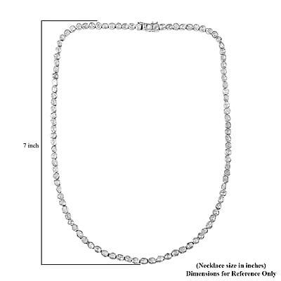 Polki Diamond Necklace 20 Inches in Platinum Over Sterling Silver 10.00 ctw
