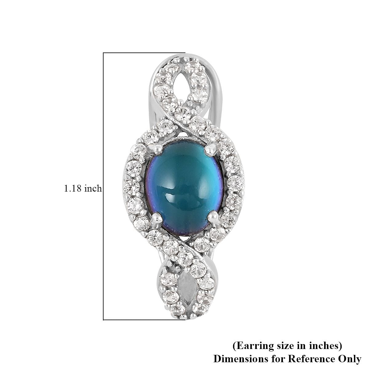 Aurora Moonstone (D) and White Zircon Omega Clip Earrings in Platinum Over Sterling Silver 5.50 ctw image number 4