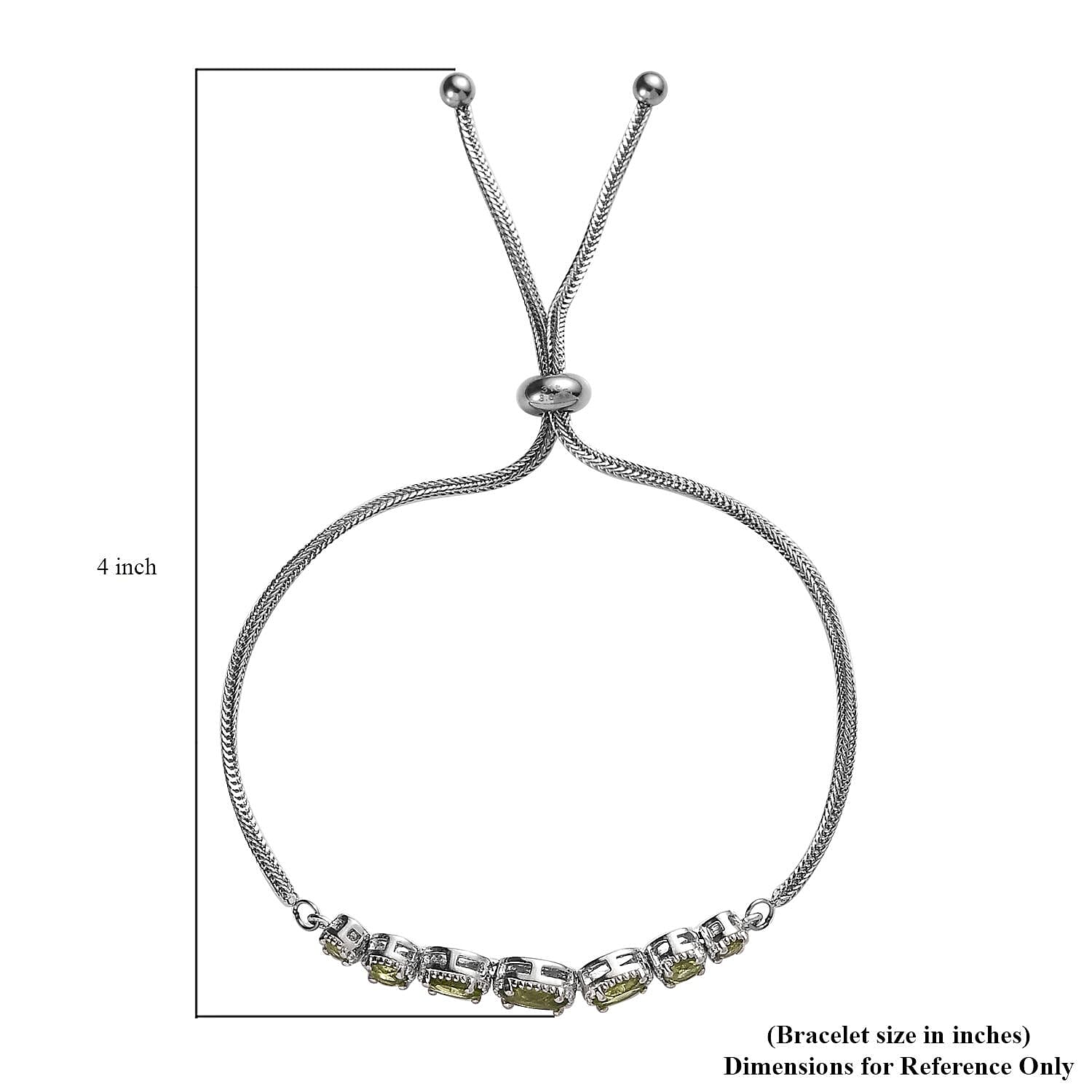 Karis Peridot 2.50 ctw Bolo Bracelet in Platinum Bond & Stainless Steel