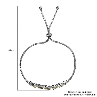 Karis Peridot 2.50 ctw Bolo Bracelet in Platinum Bond & Stainless Steel