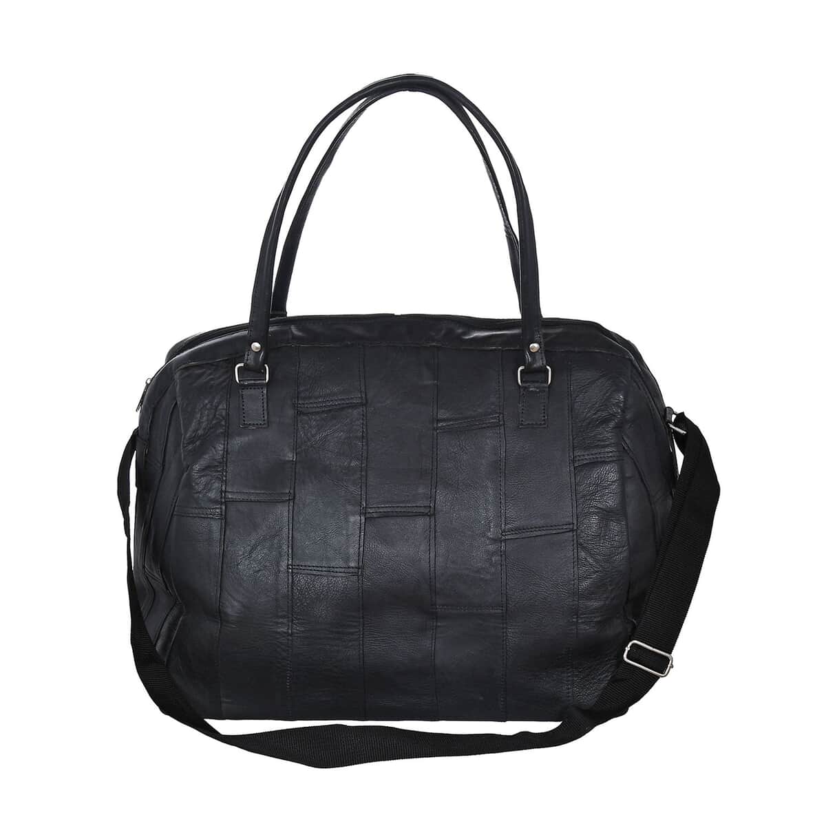 Closeout Deal Black Genuine Cow Leather Duffle Bag image number 0