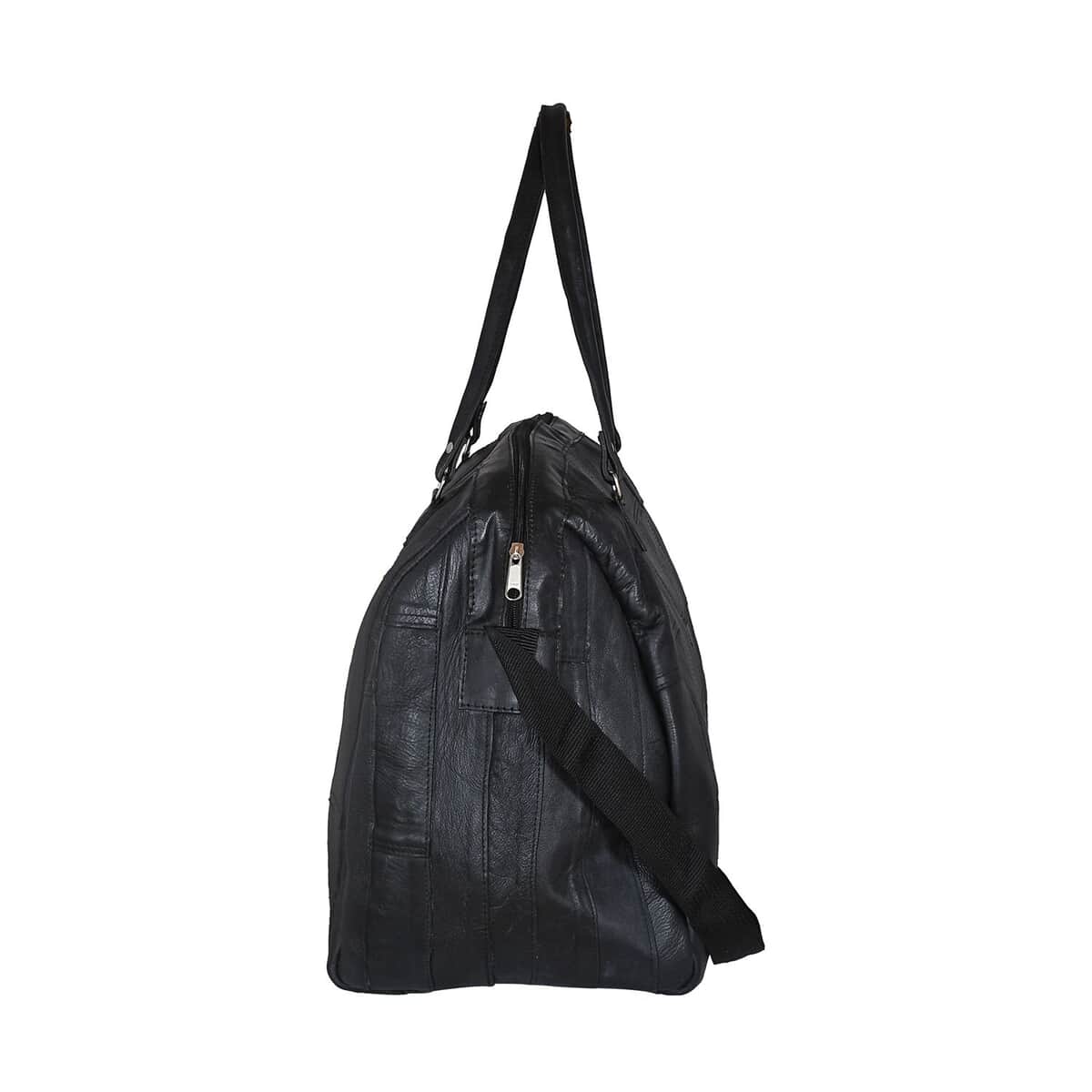 Closeout Deal Black Genuine Cow Leather Duffle Bag image number 1