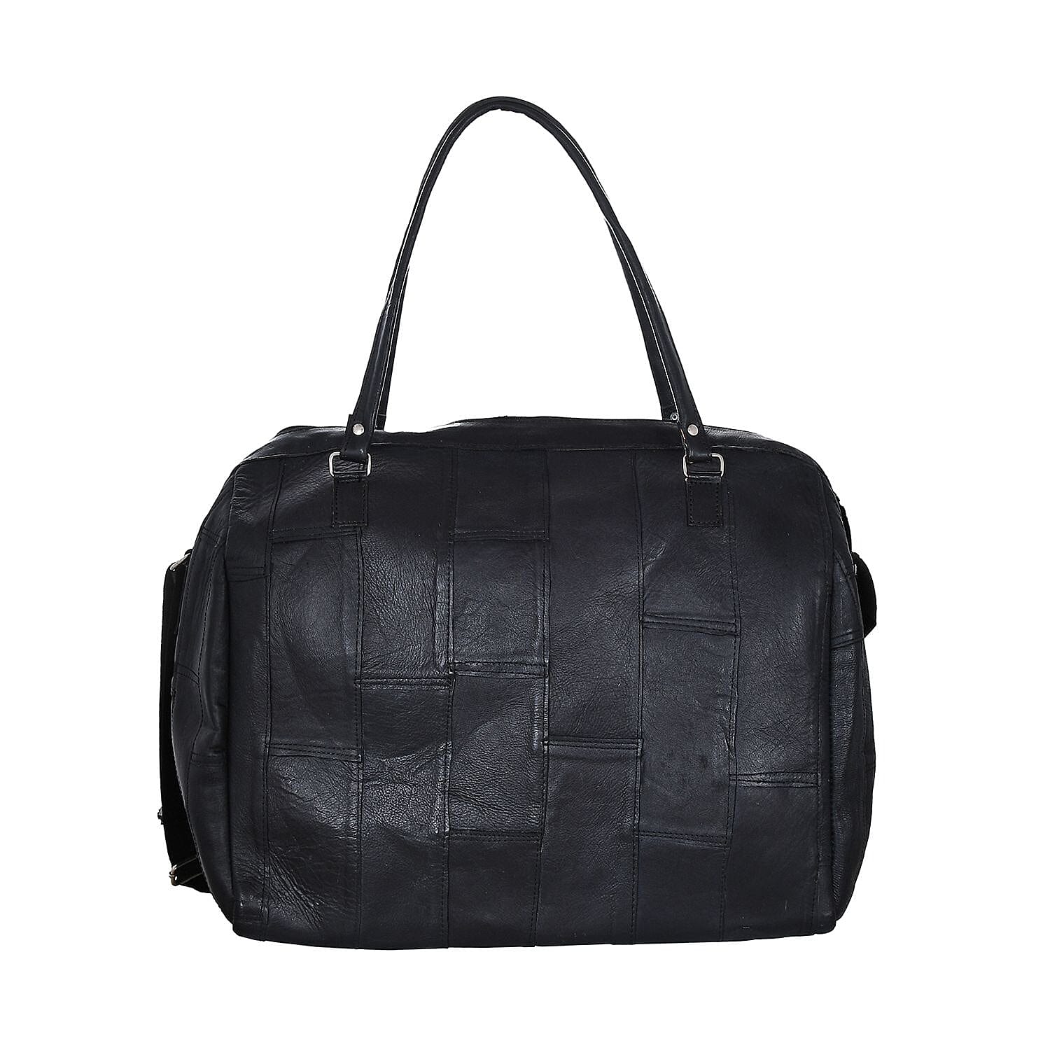 Closeout Deal Black Genuine Cow Leather Duffle Bag
