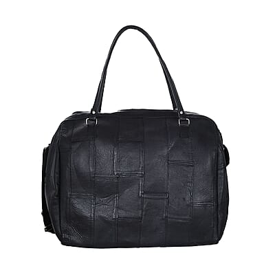Closeout Deal Black Genuine Cow Leather Duffle Bag