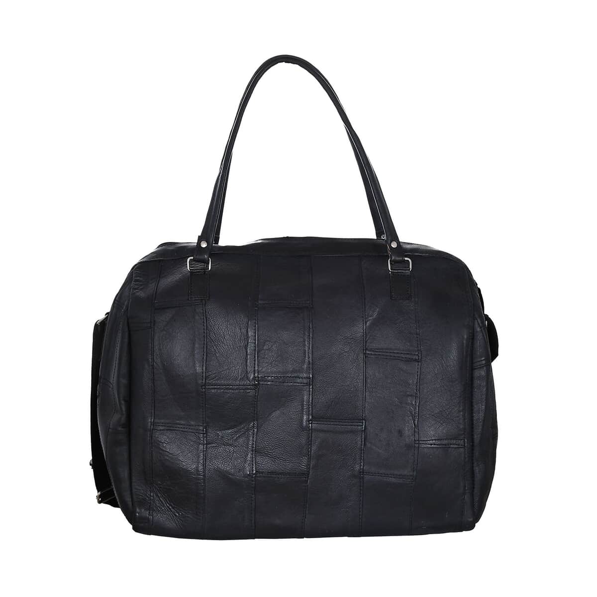 Closeout Deal Black Genuine Cow Leather Duffle Bag image number 2