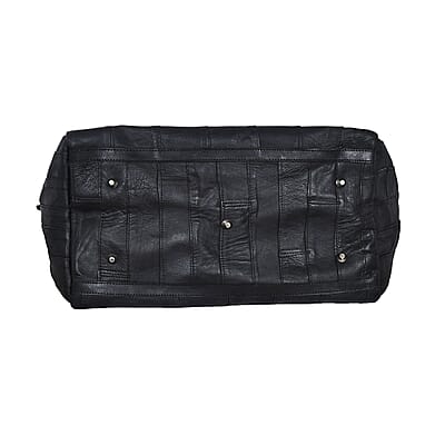 Closeout Deal Black Genuine Cow Leather Duffle Bag