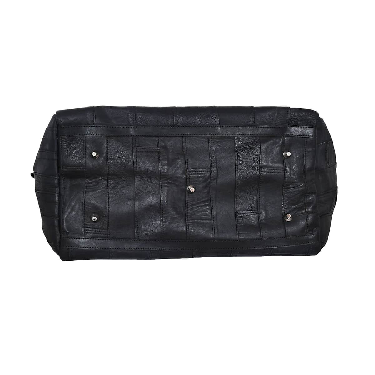 Closeout Deal Black Genuine Cow Leather Duffle Bag image number 3