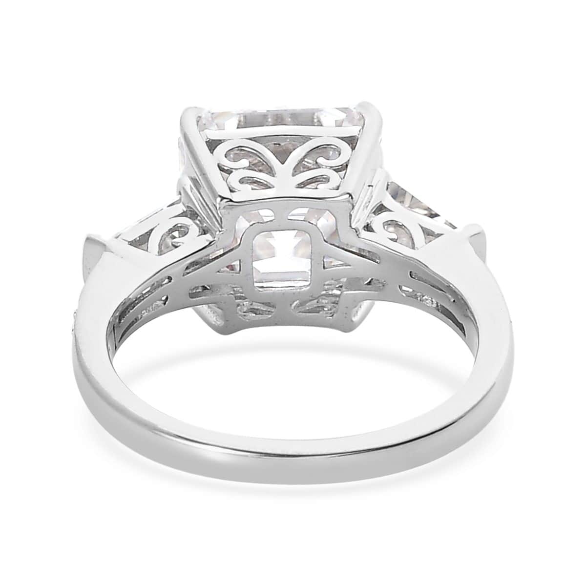 Asscher Cut Moissanite Ring in Platinum Over Sterling Silver (Size 7.0) 6.25 ctw image number 4