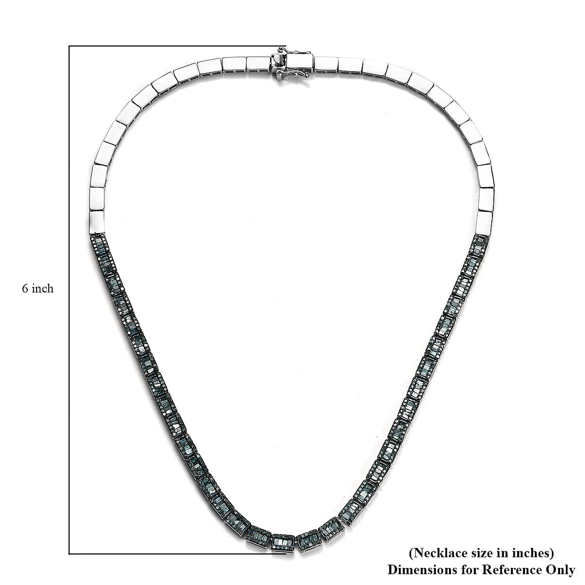 D'Joy Blue Diamond Tennis Necklace, Blue Diamond Three Row Necklace, Rhodium and Platinum Over Sterling Silver Necklace, 16 Inch Necklace, Diamond Jewelry For Her 4.00 ctw image number 5