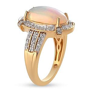 Ethiopian Welo Opal and Multi Gemstone 2.90 ctw Ring in Vermeil Yellow Gold Over Sterling Silver (Size 5.5)