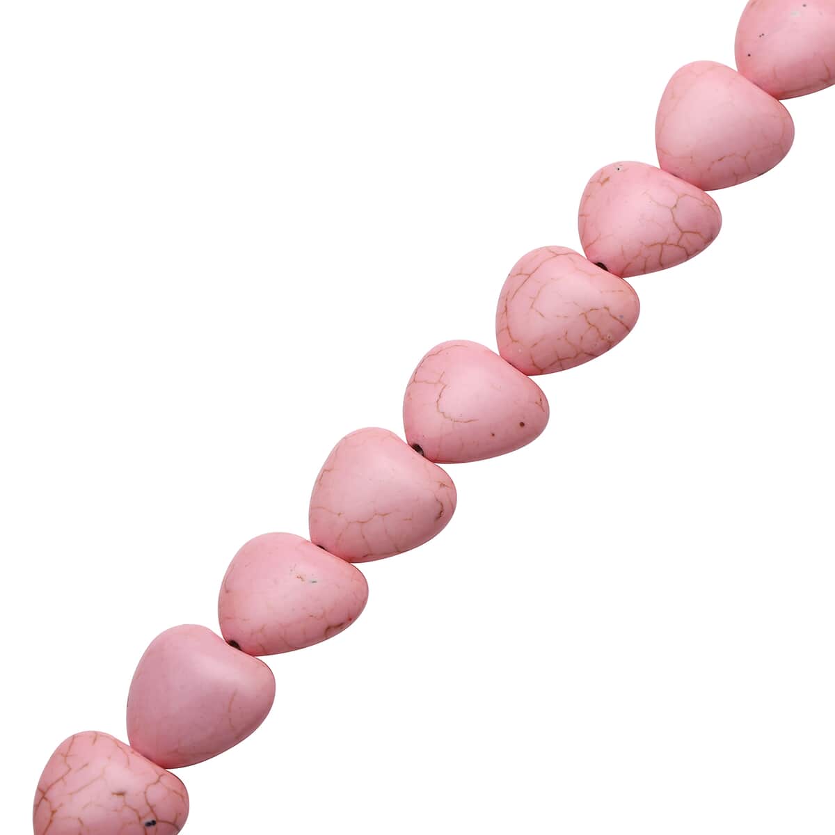 Freshened Pink Howlite Heart Beaded Necklace 18 Inches in Silvertone 409.00 ctw image number 2