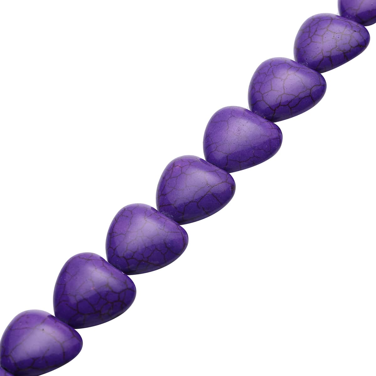 Freshened Purple Howlite Heart Beaded Necklace 18 Inches in Silvertone 423.00 ctw image number 2