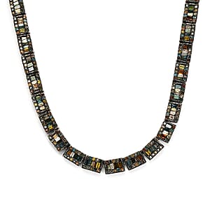 D'Joy Multi Diamond Tennis Necklace, Multi Diamond Three Row Necklace, Platinum Over Sterling Silver Necklace, 16 Inch Necklace, Diamond Jewelry For Her 4.00 ctw