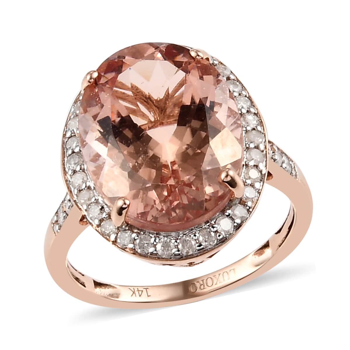 LUXORO 14K Rose Gold AAA Marropino Morganite, Diamond (G-H, I2) (0.55 cts) Ring (3.15 g) 10.00 ctw image number 0