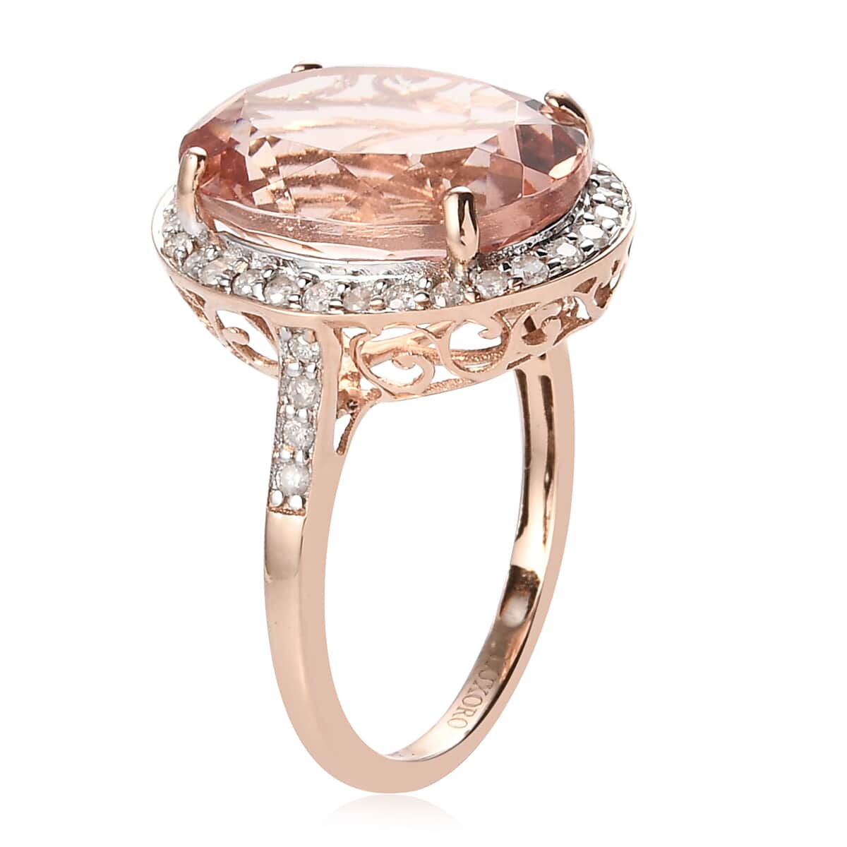 LUXORO 14K Rose Gold AAA Marropino Morganite, Diamond (G-H, I2) (0.55 cts) Ring (3.15 g) 10.00 ctw image number 3