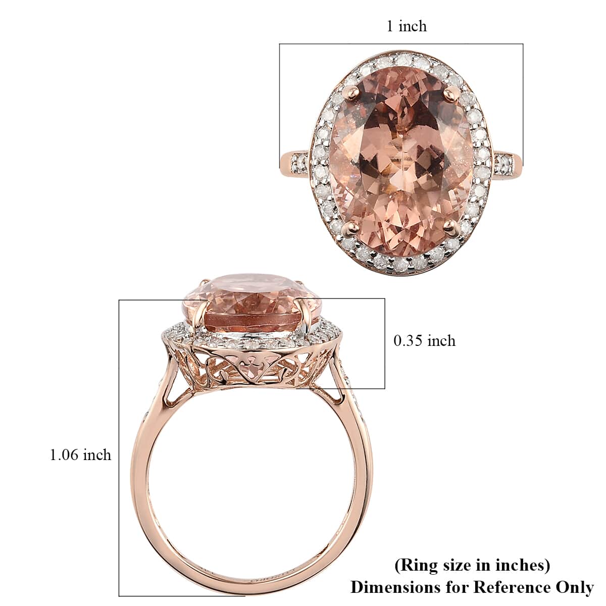 LUXORO 14K Rose Gold AAA Marropino Morganite, Diamond (G-H, I2) (0.55 cts) Ring (3.15 g) 10.00 ctw image number 5