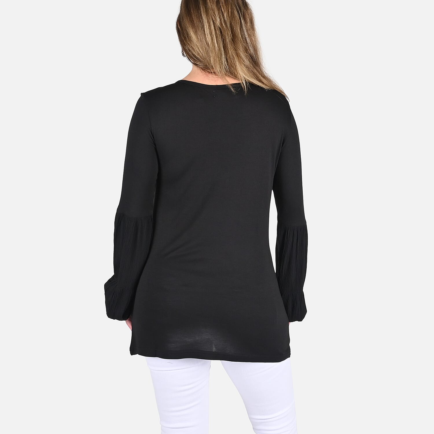 Tamsy Black Color Full Sleeves Top - L