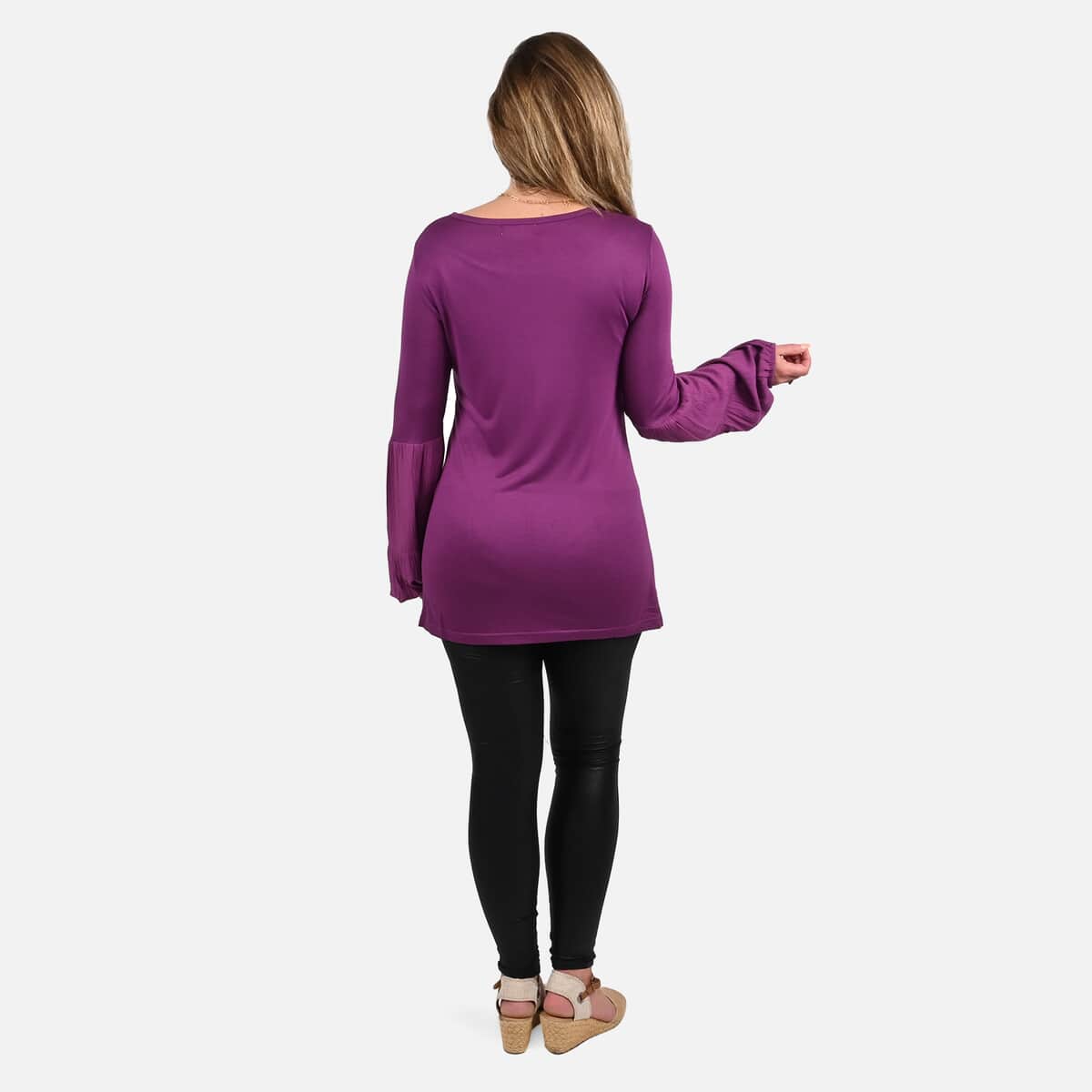 Tamsy Purple Color Full Sleeves Top - L image number 1