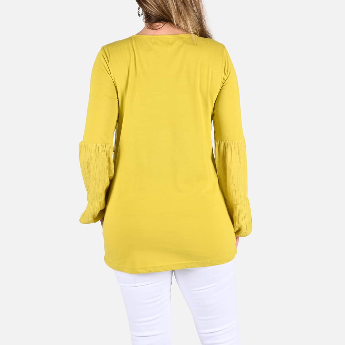 Tamsy Mustard Color Full Sleeves Top - L image number 1