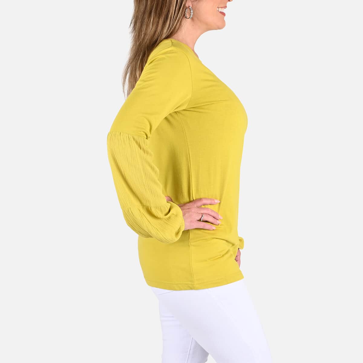 Tamsy Mustard Color Full Sleeves Top - L image number 2