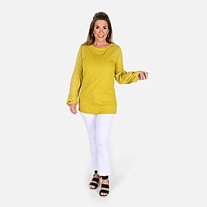 Tamsy Mustard Color Full Sleeves Top - S