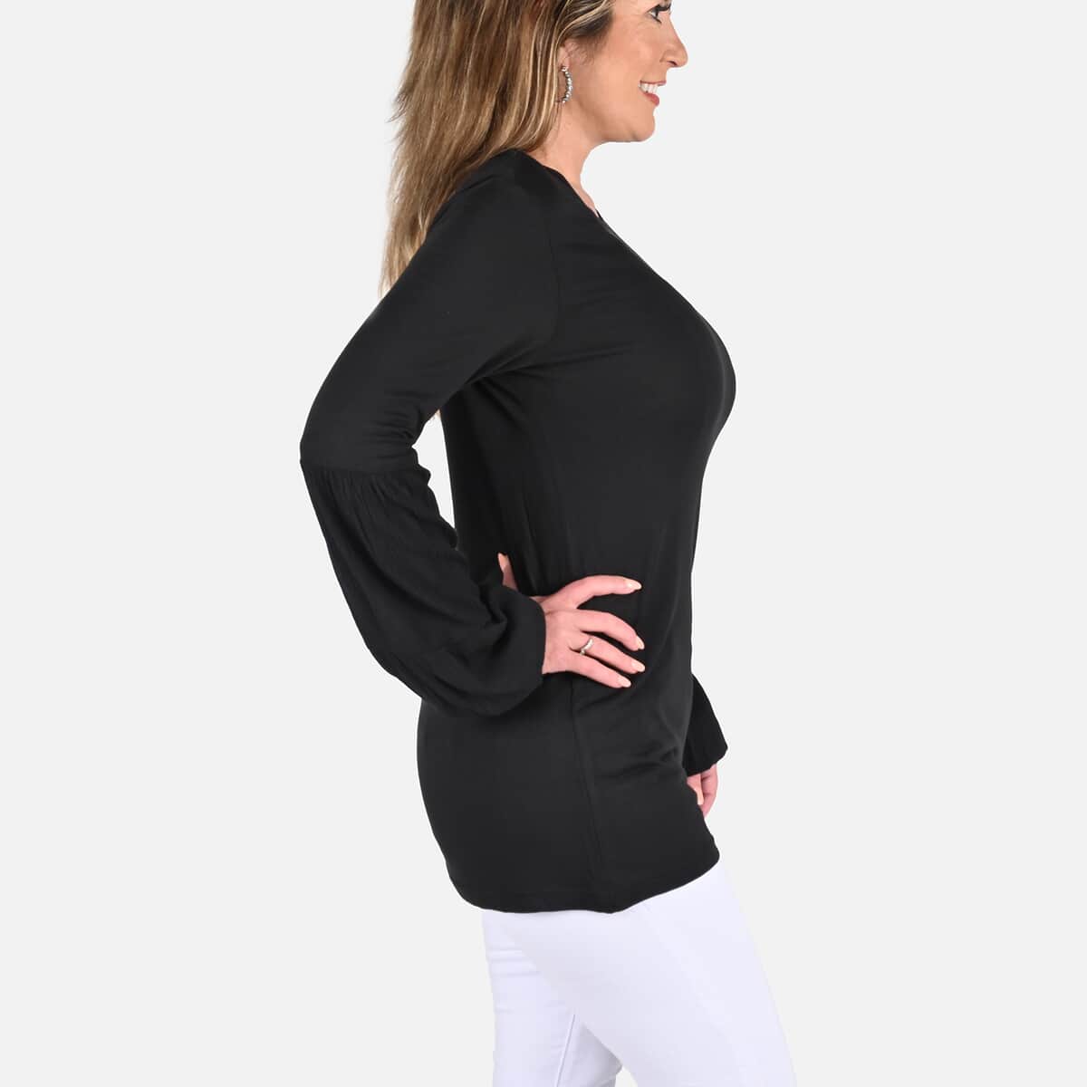 Tamsy Black Color Full Sleeves Top - 1X image number 2