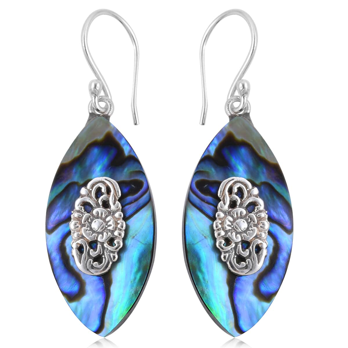 Abalone Shell Dangle Earrings in Sterling Silver| Drop Silver Earrings| Beach Fashion Jewelry image number 0