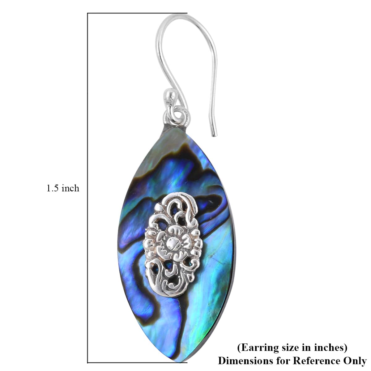 Abalone Shell Dangle Earrings in Sterling Silver| Drop Silver Earrings| Beach Fashion Jewelry image number 4