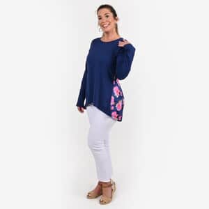 Tamsy Navy Full Sleeves Top - 1X