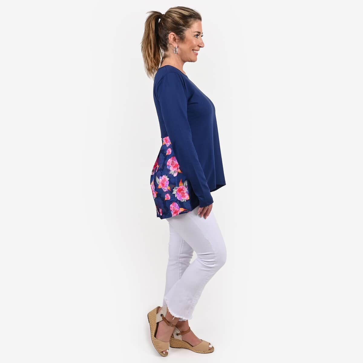 Tamsy Navy Full Sleeves Top - 1X image number 2