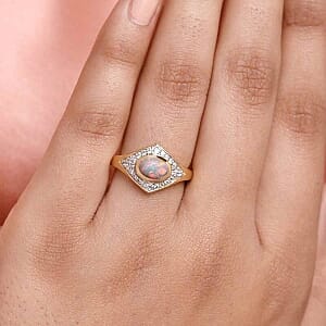 Ethiopian Welo Opal and Multi Gemstone 0.94 ctw Ring in 14K Yellow Gold Over Sterling Silver (Size 5.5)