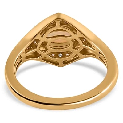 Ethiopian Welo Opal and Multi Gemstone 0.94 ctw Ring in 14K Yellow Gold Over Sterling Silver (Size 5.5)