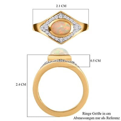 Ethiopian Welo Opal and Multi Gemstone 0.94 ctw Ring in 14K Yellow Gold Over Sterling Silver (Size 5.5)