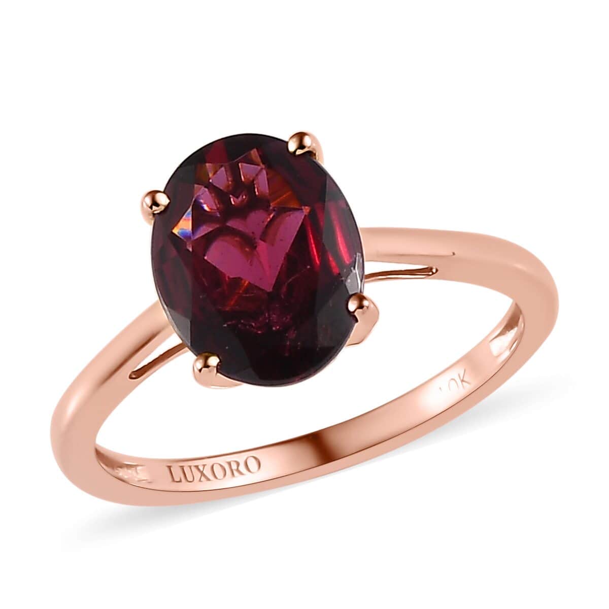 Luxoro 10K Rose Gold Premium Orissa Rhodolite Garnet Solitaire Ring (Size 10.0) 3.00 ctw image number 0