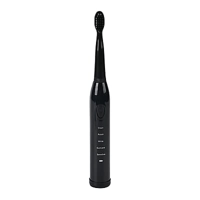 Black Electric Toothbrush with 4 Replaceable Brush Heads