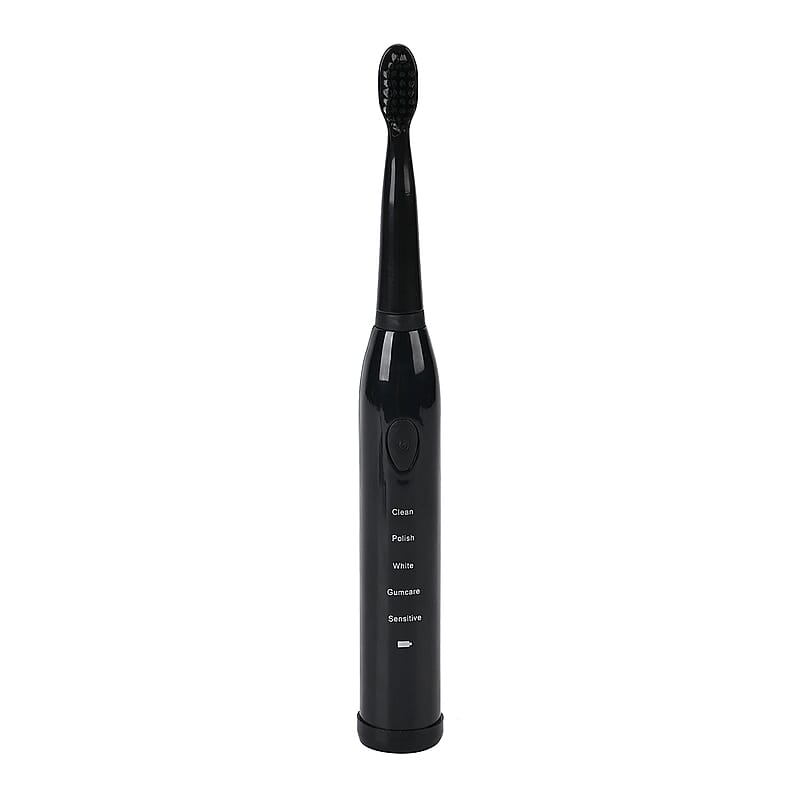 Black Electric Toothbrush with 4 Replaceable Brush Heads